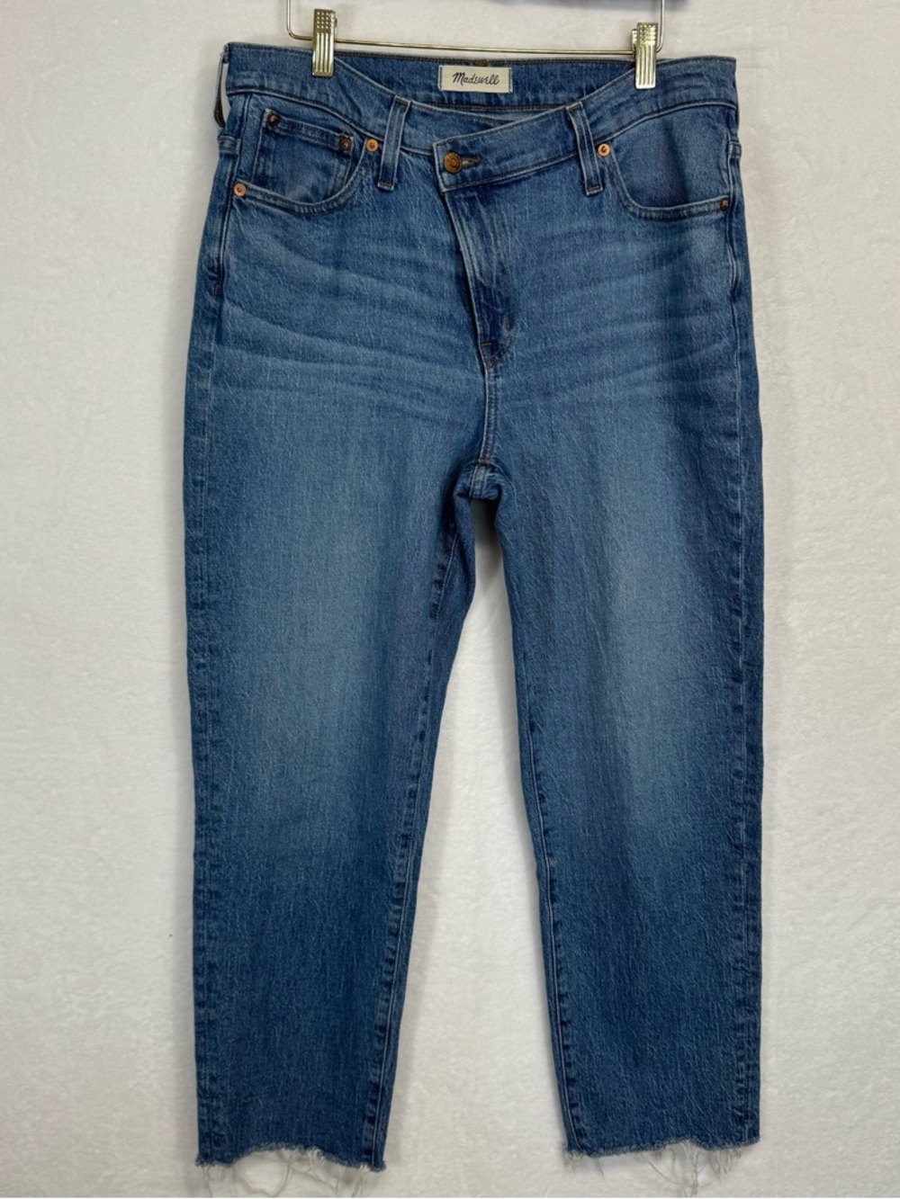 Madewell The Mid-Rise Perfect Vintage Jeans Womens 30 Cross Tab Frayed Hem